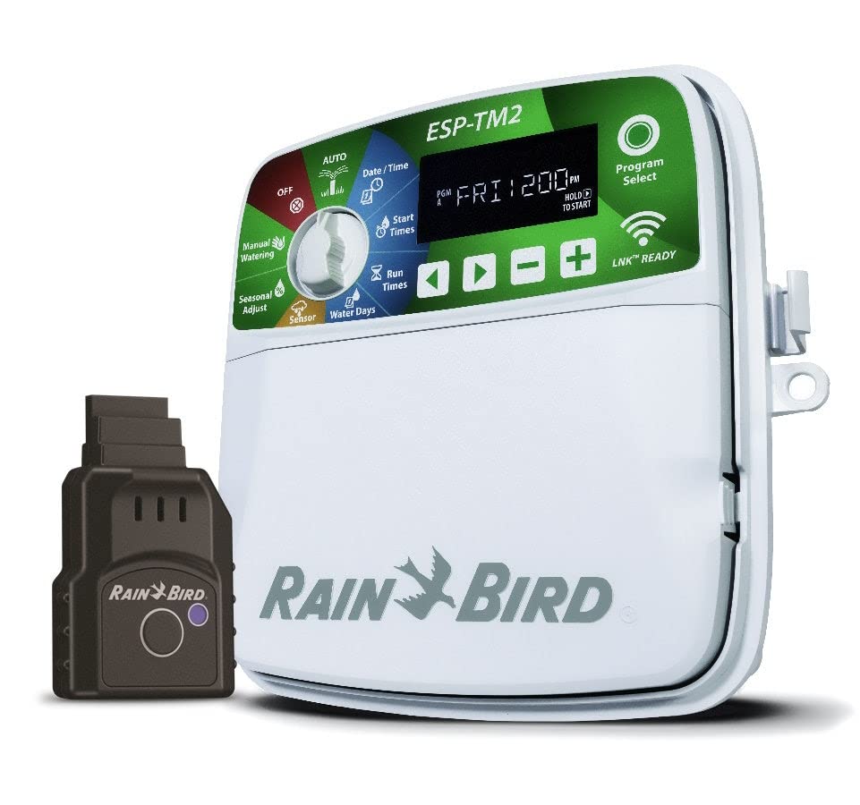 Rain-Bird ESP-TM2 Indoor Outdoor Irrigation WiFi Zone Controller Timer Box and Link Lnk WiFi Mobile Wireless Smartphone Upgrade Module Sprinkler System (6 Zone)