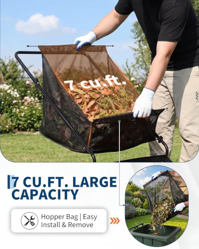 26" Push Lawn Sweeper, 7 Cu.Ft. Hopper Bag, Heavy Duty Yard Sweeper - color: Black, size: 26in