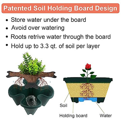 DUNCHATY Stackable Vertical Garden Planter with Wheels, 5 Tier Herb Planter Pots for Growing Vegetables and Succulents, Pine Green - color: Dark Green, size: 5Tier-1 Pack