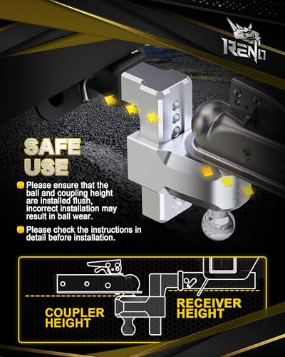 RENO Trailer Hitch (2" Receiver) - 6" Drop/Rise Adjustable Trailer Hitch - size: 2" Receiver x 6" Drop/Rise
