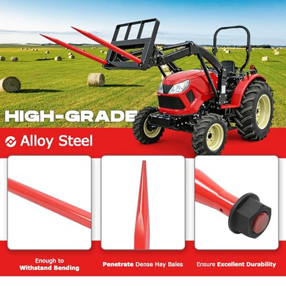 ALMULOO 47" Hay Spear, Bale Spears for Tractors, Loaders, Skid Steers Quick