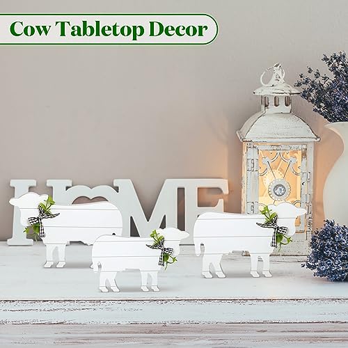 Bucherry 3 Pcs Wooden Cow Tiered Tray Decor Farmhouse,Rustic Style - style: Rustic Style