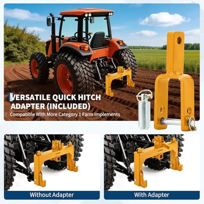 IDEALHOUSE 3-Point Quick Hitch with 2" Receiver & Versatile Top Adapter - color: Yellow