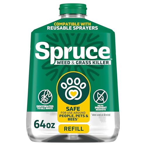 Spruce Weed Killer Refill - Versatile Weed & Grass Killer₂ for Flower Beds, Driveways & Mulch Beds - No Pour, No Mix, No Mess Refill - Kills Dandelions, Crabgrass & More - Results in 1 Hour (64 Oz)