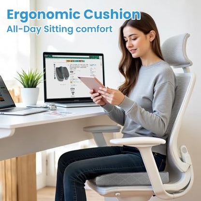 TushGuard Memory Foam Office Chair Seat Cushion - Dark & Light Grey, Large - color: Dark&light Grey, size: Large