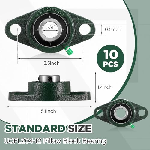 Threlaco 10 Pack Ucfl204-12 Pillow Block Bearing 1 in Bore - style: UCFL204-12