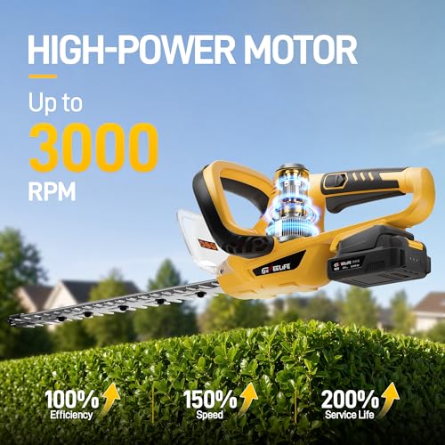 20" Hedge Trimmer Cordless for Garden, 5/8'' Blade Gap, 2×2.0Ah Batteries