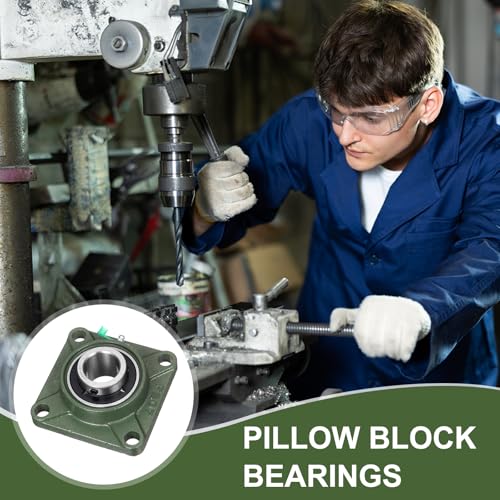 uxcell UCF207-21 Pillow Block Bearings, 1-5/16 inch Bore Self Alignment, Solid Cast Iron Base, Chrome Steel Square Flange Mounted Pillow Block Ball Bearing, (ABEC3) - size: UCF207-21 (1-5/16 inch)