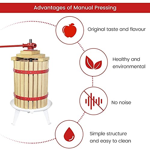 Fruit Wine Press and Crusher,100% Nature Apple&Grape&Berries Crusher Manual Juice Maker for Kitchen