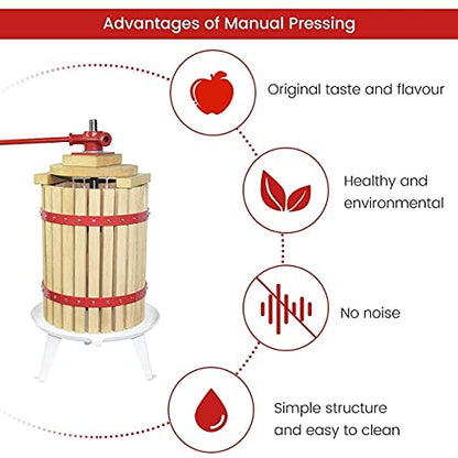 Fruit Wine Press and Crusher,100% Nature Apple&Grape&Berries Crusher Manual Juice Maker for Kitchen