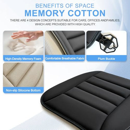 Car Seat Cushion, Driver & Office Comfort, 1.2'' Memory Foam, Black - size: Large