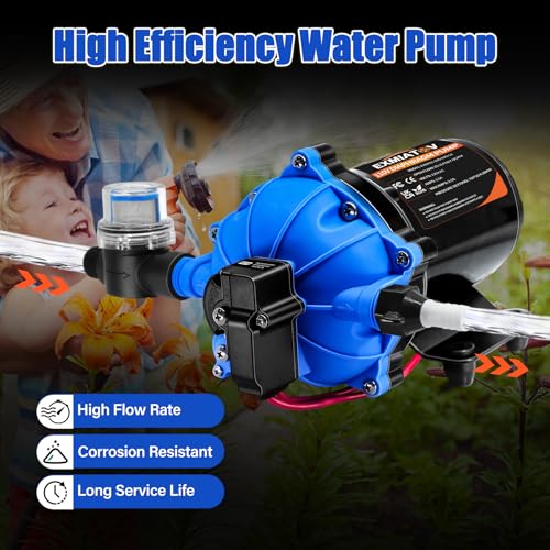 110V AC Washdown Pump Kit, 7.0GPM 70PSI 5 Chamber Self-Priming Diaphragm Water Pump with Pressure Switch and Strainer,Ideal for RV,Marine,Yacht Sprayer and Pressure Washing - size: 110V-7GPM-70PSI kit