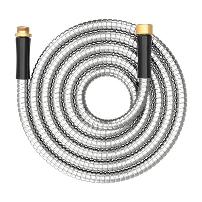 Short Metal Garden Hose 10 ft Connector, Stainless Steel Small Hose Extension Adapter for Hose Reel, Long, Flexible, Lightweight & Heavy Duty Water Pipe, No Kinking Outdoor Water Hose for Yard 10 Feet - size: 10ft Male to Female