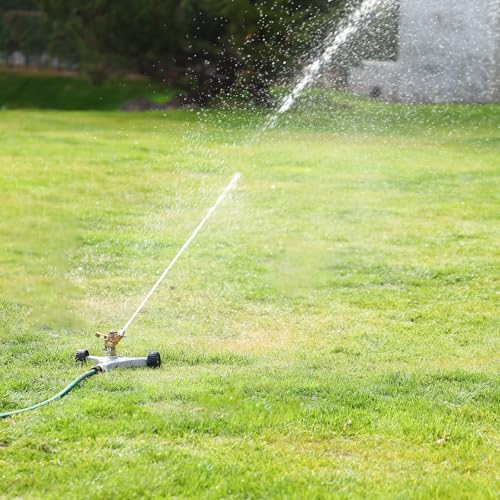 RESTMO Heavy Duty Full Metal Impact Sprinkler with Wheeled Base - size: 1 Pack
