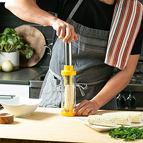 Safer Corn Thresher,Quick Corn Stripper,Stainless Steel Corn Cob Remover Cutter Corn Peeler,Removing Fresh Corn Kernels Tool,Manual Corn Threshing No Splatters,Practical Kitchen Gadgets,10.5 inch