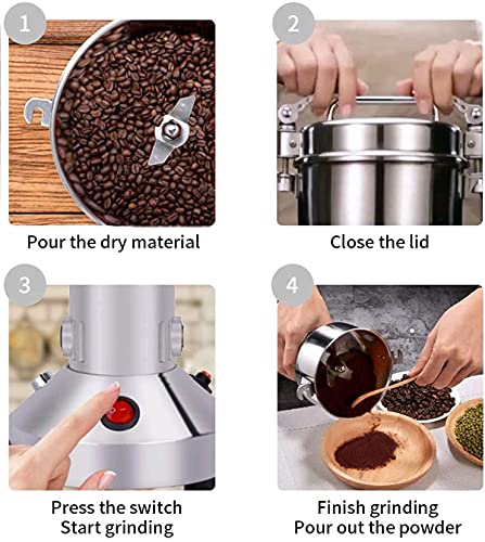Grain Mill 150g High Speed Food Electric Stainless Steel Grinder Mill Seeds Flour Nut Pill Wheat Corn Herbs Spices & Seasonings Grinder Dry Grain Powder Machine - size: 150 g