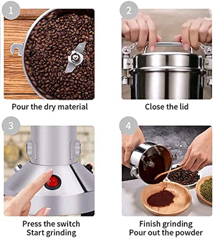 Grain Mill 150g High Speed Food Electric Stainless Steel Grinder Mill Seeds Flour Nut Pill Wheat Corn Herbs Spices & Seasonings Grinder Dry Grain Powder Machine - size: 150 g