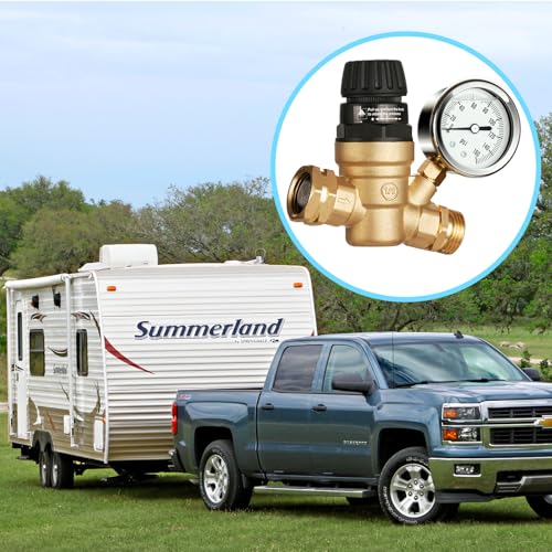 SheeChung RV Water Pressure Regulator, Brass Lead-Free Pressure Regulator