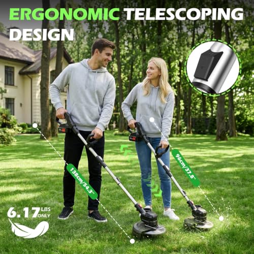 24V 8 Inch Cordless Weed Wacker, 3-in-1 Lawn Edger Grass Trimmer - color: Black-red