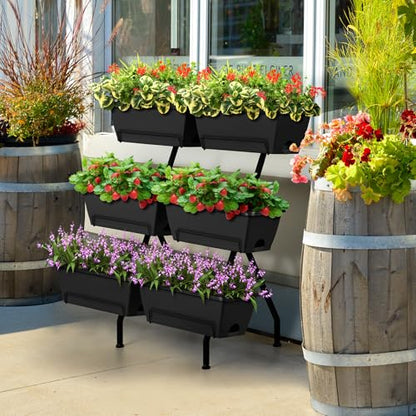 Raised Garden Beds Outdoor with Planter Boxes Vertical Raised Bed with Legs - color: Black