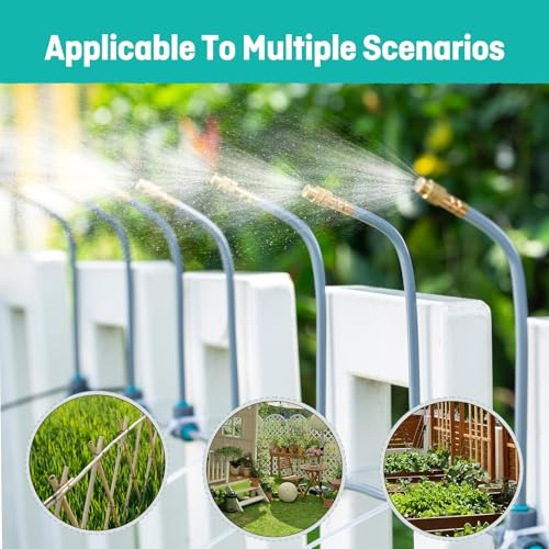 64FT Drip Irrigation System 1/4", 360° Adjustable Misting Kit for Outdoor - size: 64FT