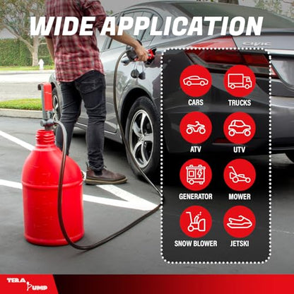 TERA PUMP Portable Battery Powered Gas Transfer Pump, New Gen - style: XL Nozzle Telescopic Stick Pump