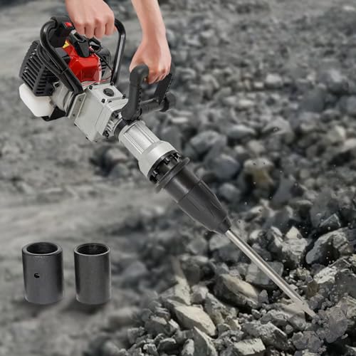 2-Stroke Gas Powered Pile Driver, 32.7CC 1000W Portable Petrol Piledriver Garden Fencing Tool Farm Piling Driver Air Cooling Single-Cylinder 0.9L Fuel Tank for Farmland Guardrails, Vegetable Planting - size: 32.7CC 1000W