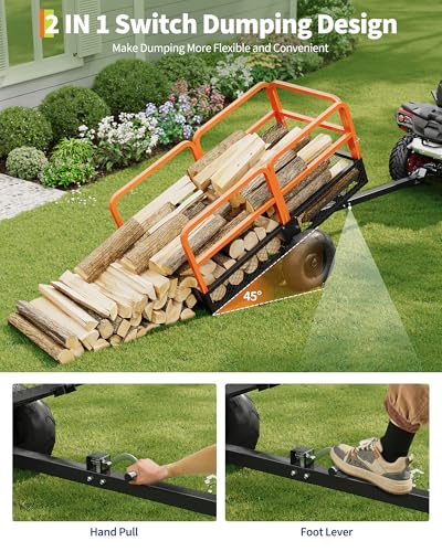 Heavy Duty Steel Dump Cart,1600 Lbs Utility Garden Cart with Wheels,22 Cubic Feet Garden Utility Trailer with Removable Sides,Hand Pull or Foot Pedal Dump Cart for Atvs, Utvs Lawn Garden Tractors