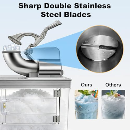 700lbs/h Snow Cone Machine Commercial Ice Shaver Dual Blade Stainless Steel