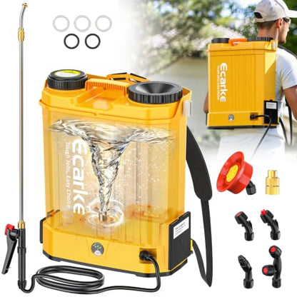 Battery Powered Backpack Sprayer Auto Mixer Compatible with Dewalt 20V - color: Yellow