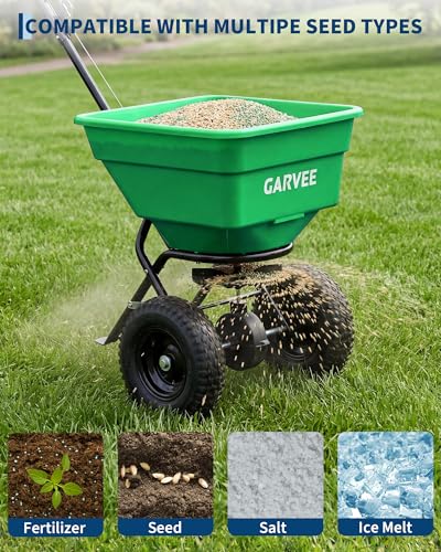 100 LBS Walk Behind Push Broadcast Spreader, 12FT Spreading Width - size: 100 LBS