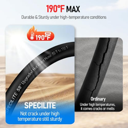 SPECILITE Retractable Garden Hose Reel with 5/8" 100ft Hot/Cold Pipe, Black - color: Black, size: 5/8'' 100 FT