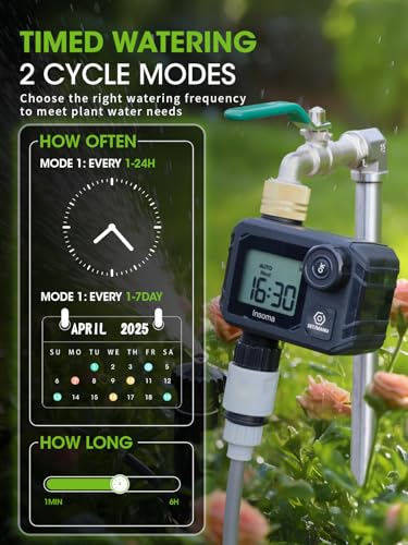 Water Timer for Garden Hose Faucet with Brass Inlet - color: Grey Black, size: 1 Outlet