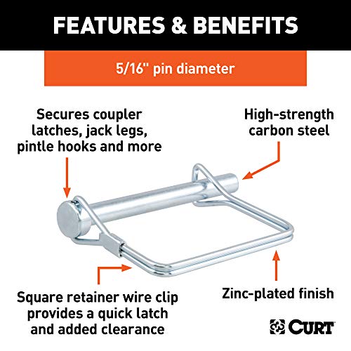 CURT 25011 Trailer Coupler Pin, 5/16-Inch Diameter x 3-Inch Long - size: No Size