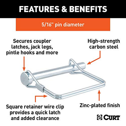 CURT 25011 Trailer Coupler Pin, 5/16-Inch Diameter x 3-Inch Long - size: No Size