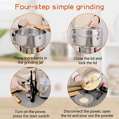 Electric Grain Mill Grinder 3000g High-speed Grain Spice Herb 4000W Dry Grinder Machine 304 Stainless Steel Superfine powder high-speed grain mill 36000r/min for Kitchen Home and Commercial - size: 3000G