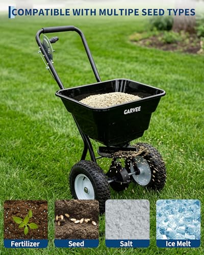 80 LBS Walk Behind Push Broadcast Spreader,12FT Spreading Width,Adjustable - size: 80 LBS
