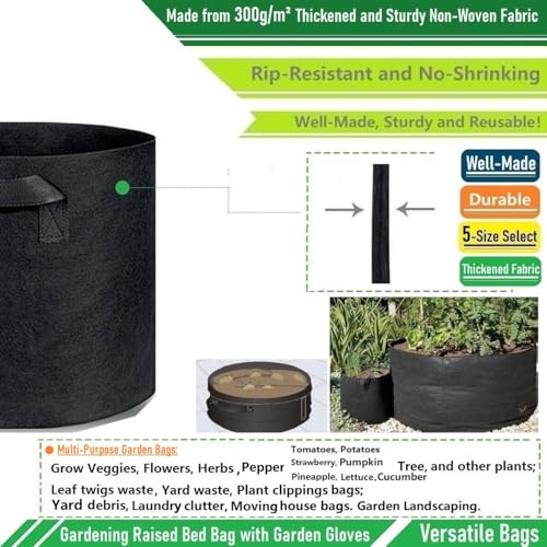 100 Gallon Big Raised Garden Bed Bag (40x20 inch) Large Plant Grow Bag for Tomato,Potato Planter,Herbs Veggies Planter,Flower Bed,Plant Container,Yard Waste,Lawn Debris,Leaf Bag with Gardening Gloves - size: 100 Gallon (40x20 inches)