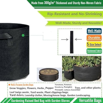 100 Gallon Big Raised Garden Bed Bag (40x20 inch) Large Plant Grow Bag for Tomato,Potato Planter,Herbs Veggies Planter,Flower Bed,Plant Container,Yard Waste,Lawn Debris,Leaf Bag with Gardening Gloves - size: 100 Gallon (40x20 inches)