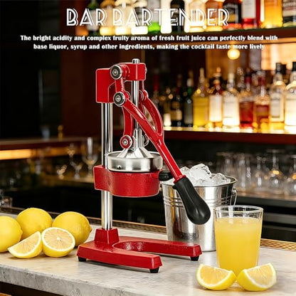 Cast Iron Juicer Hand Press Heavy Duty, Orange Juicer - color: Red