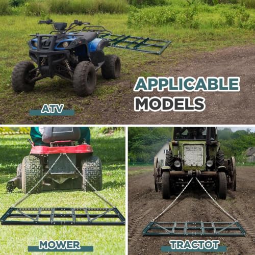 PioneerWorks 6FT Drag Harrow – Tow-Behind Leveler for ATV/UTV/Tractor