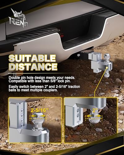 RENO Trailer Hitch (2" Receiver) - 4" Drop/Rise Adjustable Trailer Hitch - size: 2" Receiver x 4" Drop/Rise
