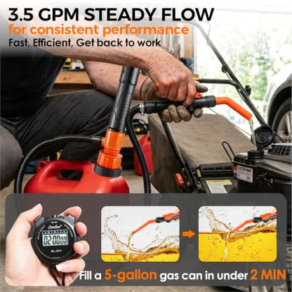 Fuel Transfer Pump Battery Powered, 15000mAh Cordless Gas Can Pump