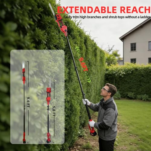 4-in-1 Electric Pole Hedge Trimmer, Cordless Bush Trimmer & Grass Shear