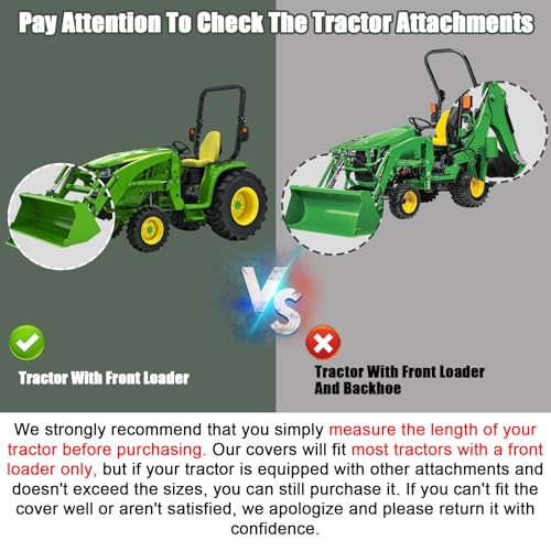 Waterproof Tractors Cover Replace for John Deere 1,2,3 Series 1025R/Kubota - size: Without Backhoe
