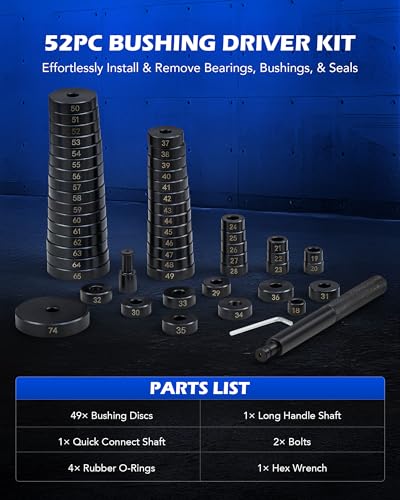 OMT Bushing Driver & Transmission Bearing Race Seal Installer Kit - color: Black Handle, size: 52pc Bushing Driver Kit