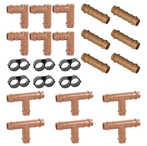 One Stop Outdoor - 1/2 Inch drip Fittings kit (1/2 Inch - 17mm (Brown)) - color: Brown