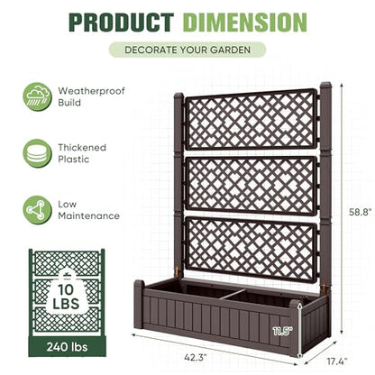 Devoko Raised Garden Bed with Trellis, Plastic Elevated Planter Box - size: Raised Bed with Trellis