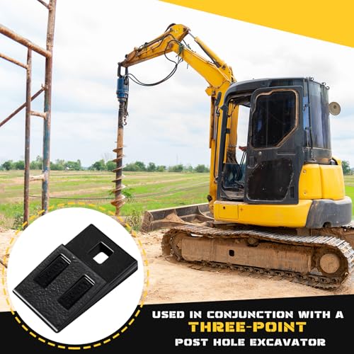 Hicarer 2 Pack 3 Point Auger Cutting Edge with Screw Square Hole Replacement Auger Teeth with Hardware for Most Heavy Duty 3 Point Post Hole Digger