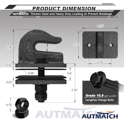AUTMATCH Tractor Bucket Grab Hook 3/8" (2-Pack) Grade 70 Drop Forged Steel - color: Grainstone